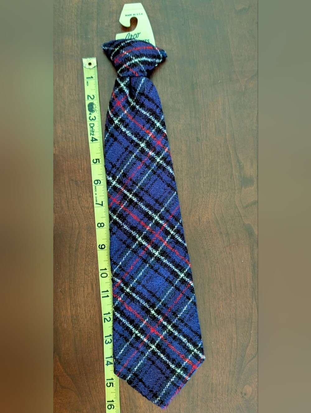 NOS Vintage 50s/60s Arco Cravats Clip On Tie Purple Plaid Mid Century Mad Men